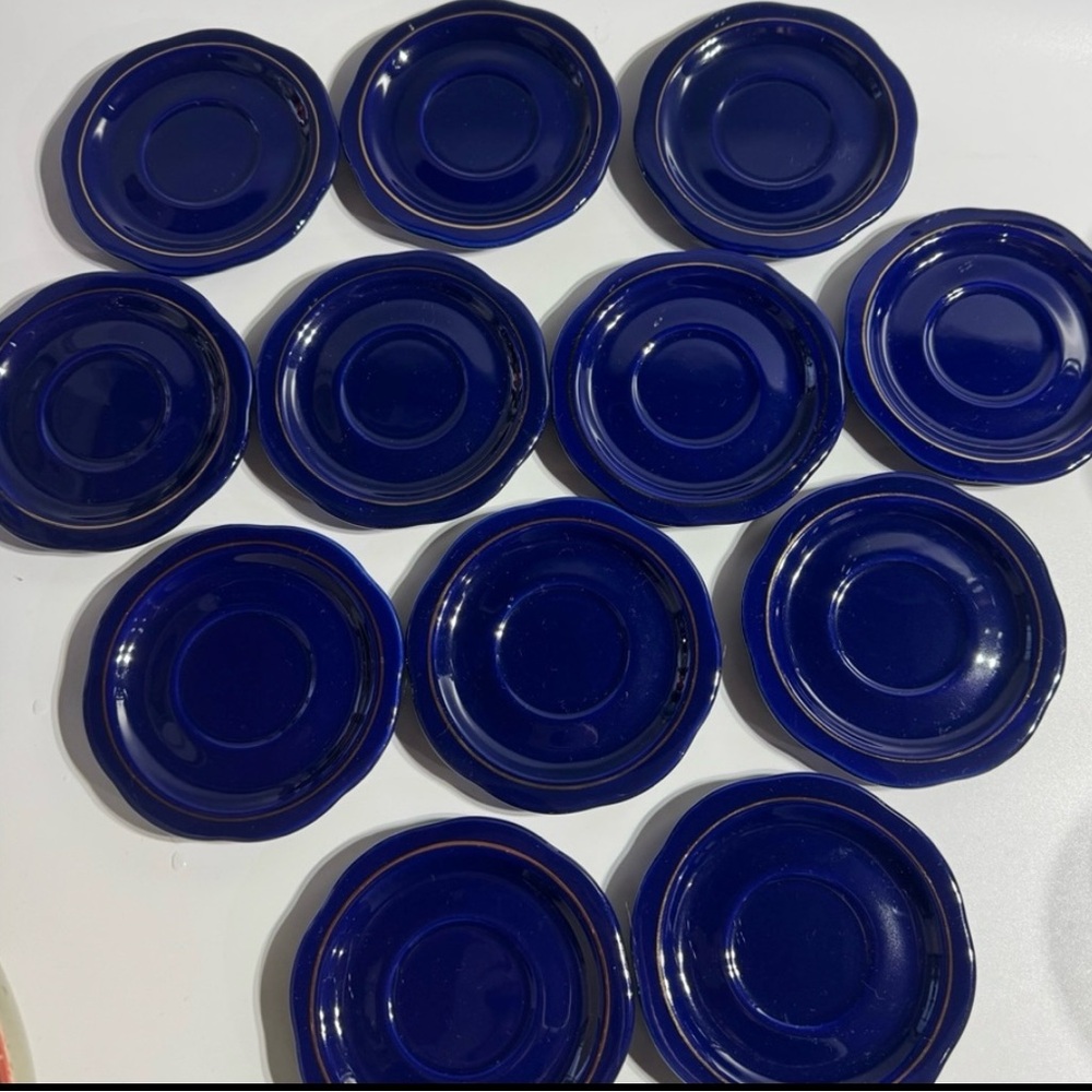 Set Of 12 Cobalt Blue Gold Waechtersbach W Germany Winter Dream 5” saucer Plates - Picture 5 of 6